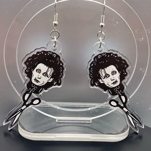 Edward scissorhands earrings silver tone